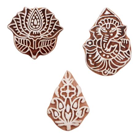 Set of 3 Piece New Mix Wooden Printing Blocks